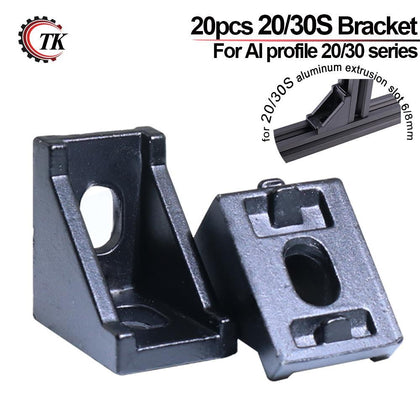 20pcs 2028 2020 Corner Angle L Bracket Connector Fasten Fitting Long Hole for Aluminum Extrusion Profile 2020/3030 Series