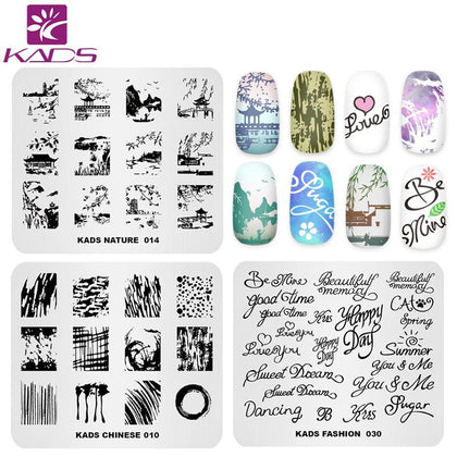 KADS Nail Art Template 36 Designs Chinese Style Ink-painting Wordart Image Template Nail Stamping Plate Nail Art Stencils