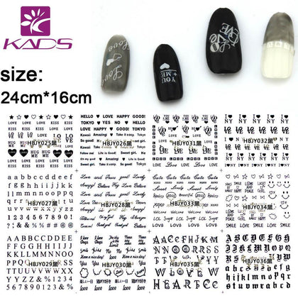 KADS 12 Sheet 3D nail sticker Letter design Series nail art stickers water decals water stickers for nails sticker art wraps