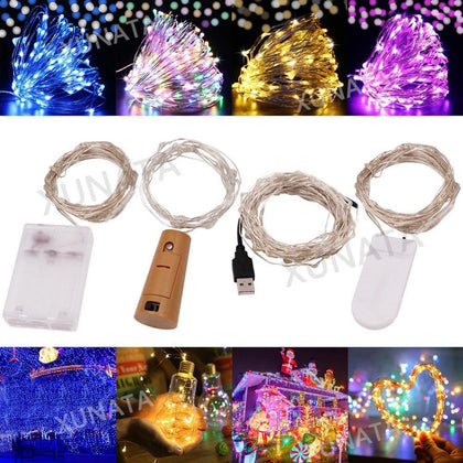 10M 5M Button AA Battery USB Operated LED String Lights Fairy bulb for Christmas Xmas Garland Party Wedding Decoration ourdoor