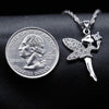 Us Stock Uloveido 15%Off Fashion Silver Zirconia Dancing Angel Necklace With Pendant Jewelry Suspension Girl Gift N1276 (Platinum Plated White)