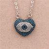 Uloveido Evil Eye Necklaces & Pendants Blue Cubic Zirconia Necklace Women Chain Heart Necklace With An Eye Jewelry 5% Off Y319 (Platinum Plated Blue 45Cm)