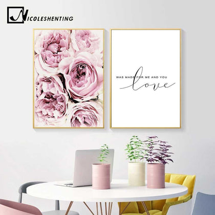 Scandinavian Style Pink Flower Painting Wall Art Canvas Posters Nordic Prints Decorative Picture Modern Home Bedroom Decoration