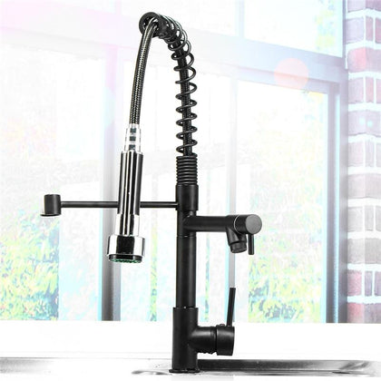 Xueqin All Black Kitchen Water Tap Faucet Pull Down 360 Swivel Handheld Shower Kitchen Mixer Taps