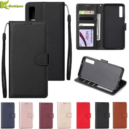 for Samsung Galaxy A7 2018 Leather Case on for Samsung A7 2018 A750 Cover Classic Style Solid Color Flip Wallet Phone Case Coque