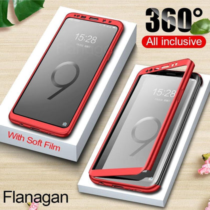 FlanaGan 360 Full Cover Phone Case For Samsung Galaxy S10 Plus S10E Cover Case For Galaxy S9 S8 Plus Note 9 8 Cases
