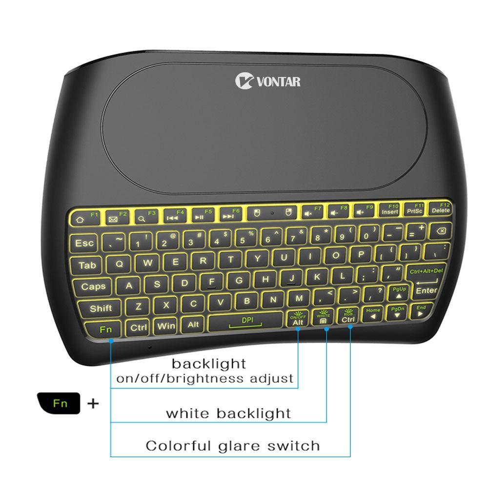 2.4Ghz Wireless Mini Keyboard D8 Pro 7 Colors Backlit I8 English Russian Air Mouse Touchpad Controller For Android Tv Box Pc