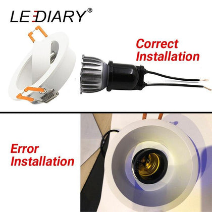 LEDIARY LED Spot Downlight Fitting Frame 90-260V Recessed Lamp 75mm 90mm Cut Hole Bulb Replaceable MR16 GU5.3/GU10/E27 Sockets