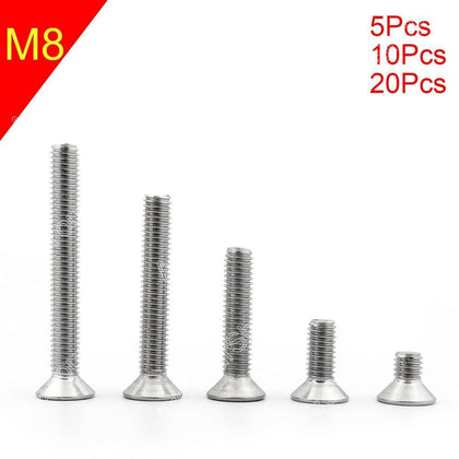 Areyourshop M8 16mm-50mm Head Screws Bolts More Sizes A2 Stainless Steel Flat Head Hex Socket Counte