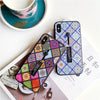 Ethnic Totem Flower Holder Ring Phone Case For Iphone Xs Max Xr X 8 7 6 6S Plus Geometric Splice Tempered Glass Back Cover Coque