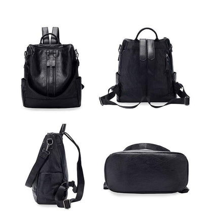 BERAGHINI High Quality PU Leather Women Backpack Fashion School Bags For Teenager Girls Casual Women Black Backpacks