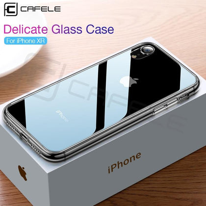 CAFELE Case For iphone X Xr Xs Max 7 8 plus soft TPU edge Tempered Glass Ultra Thin Transparent Glass Back Cover For iphone X Xs