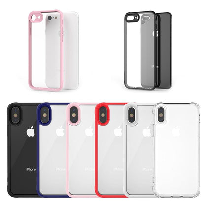 Hybrid Hard PC Soft Bumper Frame Case For iphone 7 8 Plus Xs Max XR X Jelly Edge Clear Back Camera Protective Airbag Coque Cases