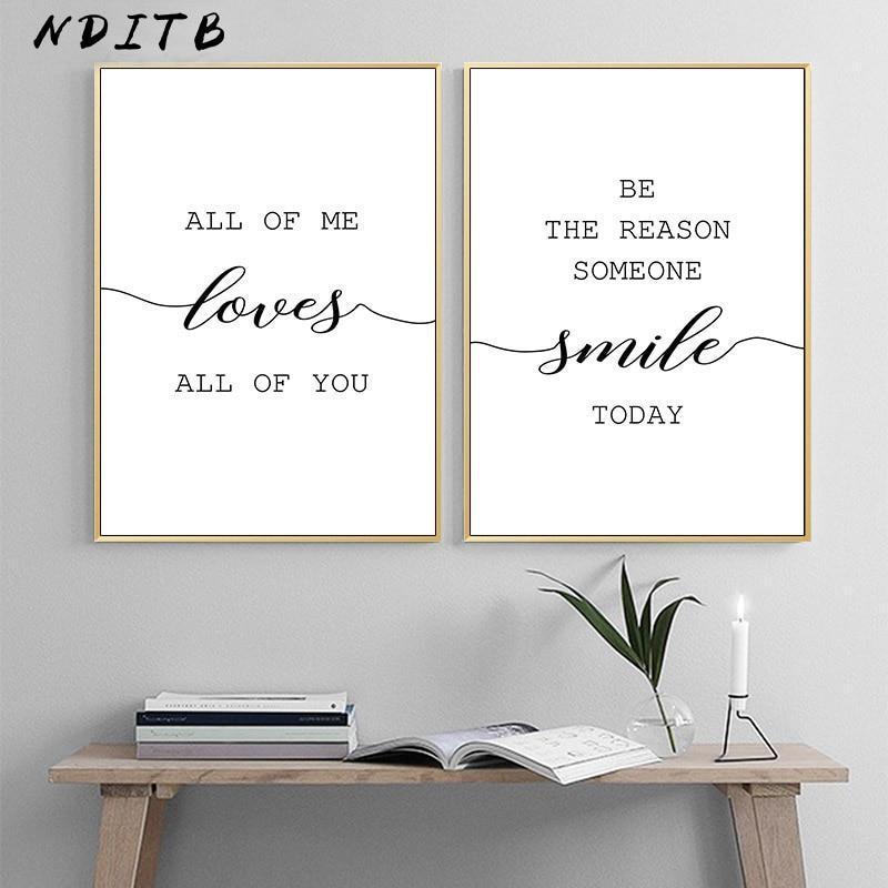 Black White Motivational Love Quote Canvas Posters Inspirational Minimalist Print Wall Art Painting Nordic Decoration Pictures
