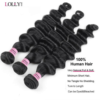 Loose Deep Wave Bundles with Closure Brazilian Hair Weave Bundles with Closure Lolly Human Hair Bundles with Closure Non Remy