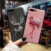 Cute 3D Embroidery Flamingo Elk Deer Soft Leather Pu Case For Iphone 6 S 7 8 Plus X Cover For Samsung Galaxy S8 S9 Note 8 Cases