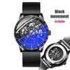 Ik Colouring Mens Watches Mesh Braided Stainless Steel Band Automatic Mechanical Male Clock Skeleton Steampunk Relogio Masculino