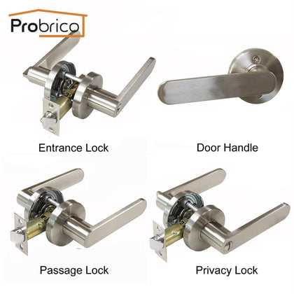 Probrico Stainless Steel Entrance/Privcy/Passage Door Lock Brushed Nickel Door Knob Door Handle DL8606SN
