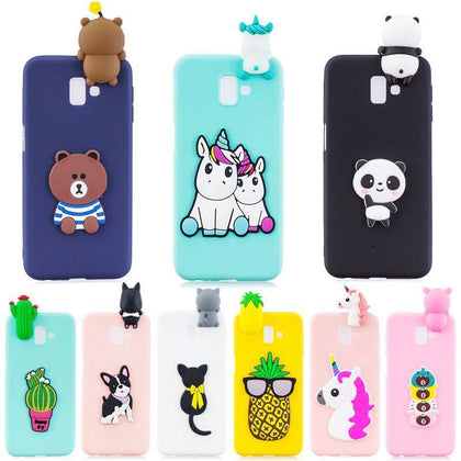 For Samsung J6 Plus Case on for Coque Samsung Galaxy J4 J6 Plus 2018 Case Cover 3D Unicorn Panda Doll Soft Silicone Phone Cases