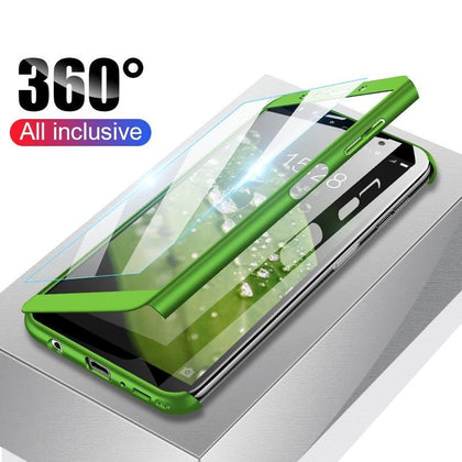 Luxury 360 Full Cover Phone Case For Samsung Galaxy A7 2018 Case For Samsung A7 2017 Case With Glass For Samsung A8 Cases Cover
