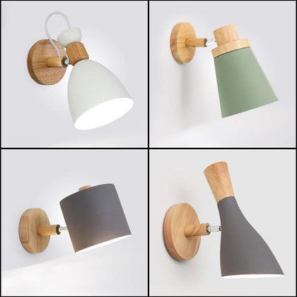 Nordic minimalist solid wood cartoon Wall Lamp Modern Creative LED E27 Wall Light for Bedroom bedside Restaurant Coffee Bar