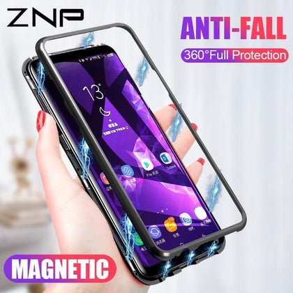 ZNP Magnetic Adsorption Metal Case for Samsung s8 s9 Magnet Magnetic phone Case for Samsung galaxy note 8 9 s7 edge s8 s9 plus
