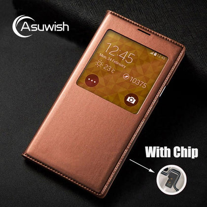 Flip Cover Leather Case For Samsung Galaxy S5 S 5 Galaxys5 Samsungs5 SM G900 G900F G900FD SM-G900F SM-G900 Smart View Phone Case