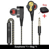 Ptm Double Unit Drive Earphone With Volume Control Subwoofer Gaming Headsets Sport Earbuds Headphones For Phone Fones De Ouvido