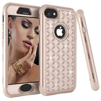 3-In-1 Impact Cover Hard&Soft Silicone Hybrid Case Universal For Iphone 6 6S 7 7 Plus 8 8 Plus Armor Phone Cases Bling Diamond