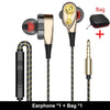 Ptm Double Unit Drive Earphone With Volume Control Subwoofer Gaming Headsets Sport Earbuds Headphones For Phone Fones De Ouvido