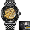 Lige Mens Watches Top Luxury Brand Watch Stainless Steel Waterproof Automatic Mechanical Dragon Watch Men Relogio Masculino+Box