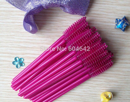 100pcs/lot  make up brush synthetic fiber Disposable Eyelash Brush Mascara Applicator Pink mascara brush  and Rose red brush