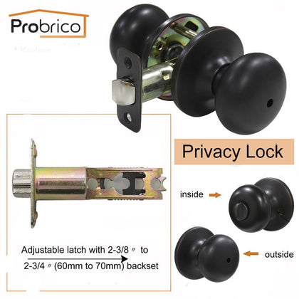 Probrico Round Stainless Steel Entrance/Privcy/Passage/Door Handle Door Lock Oil Rubbed Bronze Door Knob DL5766ORB