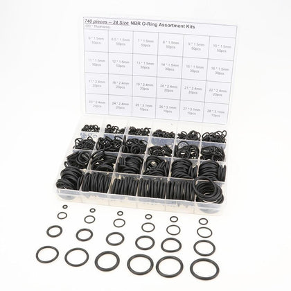 740 pieces(24 Size) Thickness 1.5mm 2.4mm 3.1mm Nitrile Rubber NBR O-Ring Gasket Ring Assortment Kits