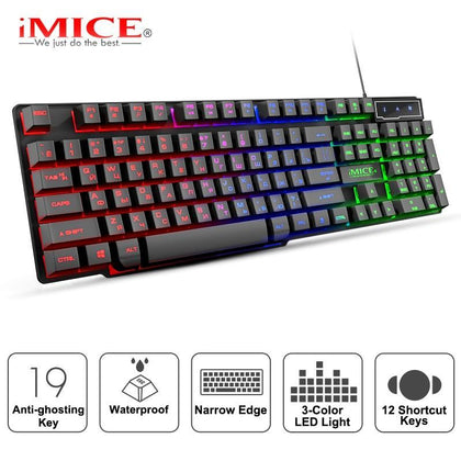 iMice Gaming Keyboard Mechanical Feeling Keyboards LED Backlit Keyboard Wired 104 Keycaps Russian Keyboards For Computer PC Game