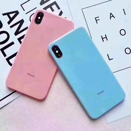 Macaron Tempered Glass Case For iPhone Xs Max XR 8 7 7P 6s 6 Plus X Phone Cases Fashion Back Cover Protective Shell