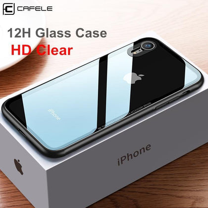 CAFELE Tempered Glass Case For iPhone X XR XS MAX Case Soft TPU Edge + Transparent Glass Back Cover For Apple iPhone X 10 XSMAX