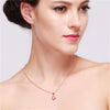 Us Stock Necklaces Pendants Choker Silver Rose Gold Color Long Crystal Pendant Necklace Fashion Jewelry Uloveido Dn02 (Rose Gold Color Pink)