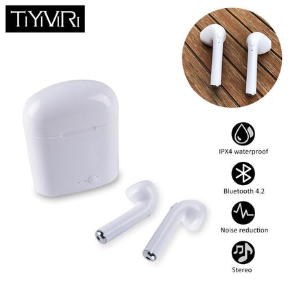 I7 TWS Wireless Bluetooth Headsets Earphone Stereo Headphone Mini In-Ear Headsets Sports for iPhone Samsung with Charging Box   