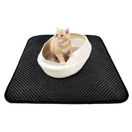 46*60CM Non-slip EVA Cat Litter Mat Household Pet Litter Trapper Catcher Mat - Black waterproof litter mat for Cats 