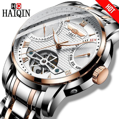 HAIQIN Men's watches Mens Watches top brand luxury Automatic mechanical sport watch men wirstwatch Tourbillon Reloj hombres 2018