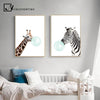 Nicoleshenting Baby Animal Zebra Girafe Canvas Poster Nursery Wall Art Print Painting Nordic Picture Children Bedroom Decoration