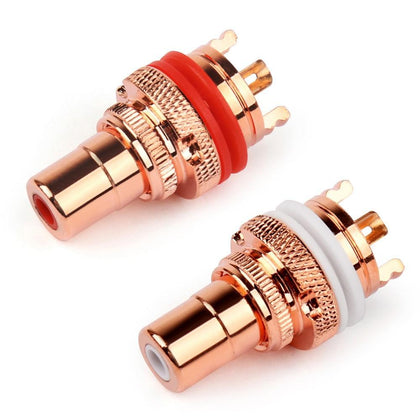 Areyourshop RCA Female Socket Chassis Connector Copper Plug Jack 32mm 1/4PCS White Red High Quality Connector Plug Jack