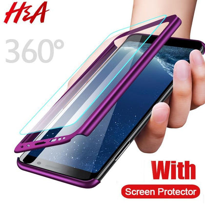 H&A 360 Degree Full Cover Phone Case For Samsung Galaxy S9 S8 Plus S7 S6 Edge Screen Protector Film Phone Cover Note 9 8 S8 Case