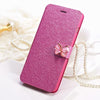 Tikitaka Crystal Diamond Bow-Knot Butterfly Leather Wallet Case For Iphone 8 7 6 6S Plus Se 5 5S Se Flip Phone Cases Slim Cover