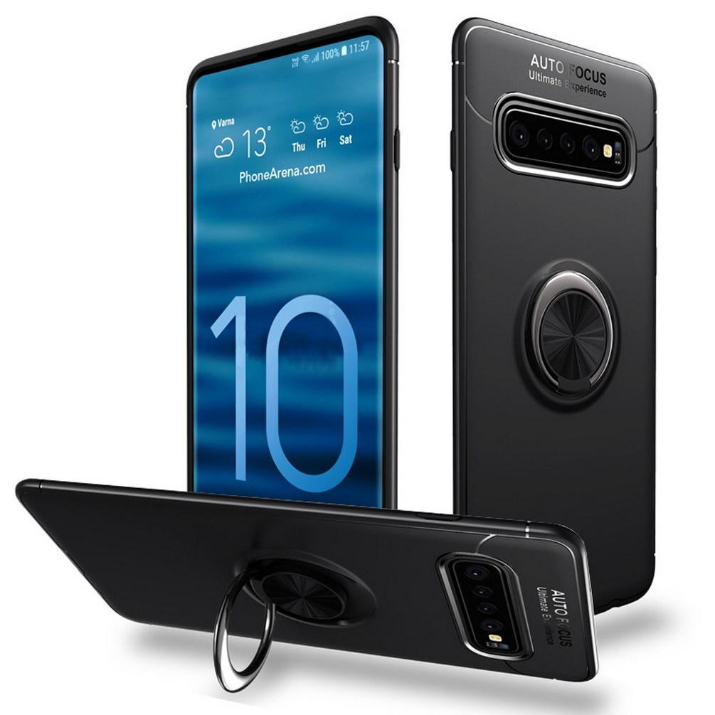 Luxury Silicone Case For Samsung Galaxy S10 Soft Cover Phone Cases For Samsung S10 Plus + Fundas Finger Ring Stand Cover S10E