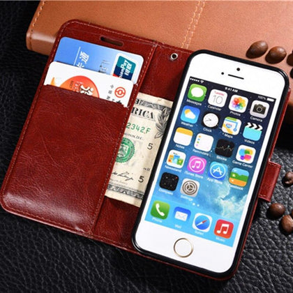 NFH For iPhone 4 4S 5C 5S Luxury Leather Case For iPhone SE 5SE Flip Wallet Card Stand Housing On 5S 4.0