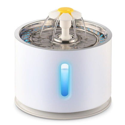 2.4L Automatic Cat Dog Pet Bowl Drinking Water Dispenser Electric Stainless Steel Pet Drinking Fountain With LED Drink Filter