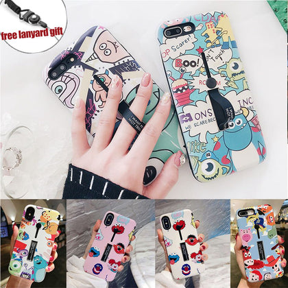 AXBETY Silicon Ring case For iPhone 8 7 6s Plus/XS MAX/XR/XS Cover Fashion Cute Cartoon Hide Stand Holder Case For iPhone 7 Plus