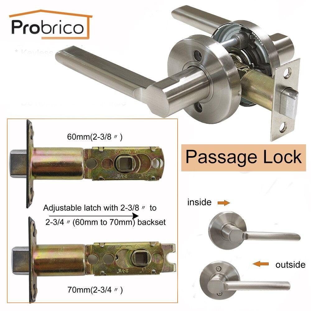 Probrico Passage Keyless Door Lock Dl1637Snps Stainless Steel Brushed Nickel Door Knobs Door Handles For Interior Doors (1 Pcs)